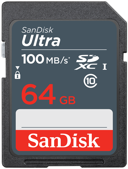 SDXC SanDisk Ultra memóriakártya, 64GB, 10-es osztály SDSDUNR-064G-GN3IN