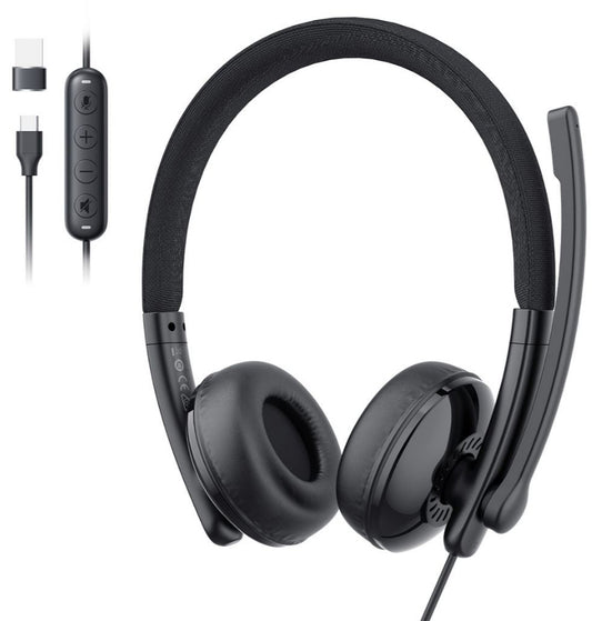 USB-C / USB-A EMEET GeniusCall HS50 Call Center fejhallgató, fekete
