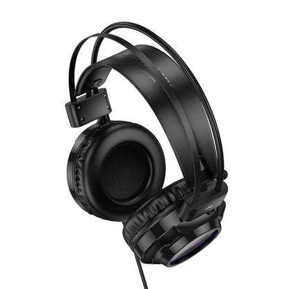 3,5 mm-es HOCO W110 Gaming fejhallgató, RGB, Fekete