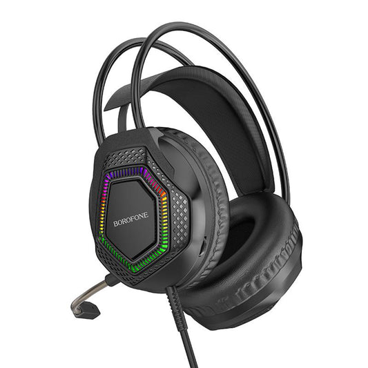 Borofone BO105 Thunder 3,5 mm-es gaming fejhallgató, RGB, 2m, fekete