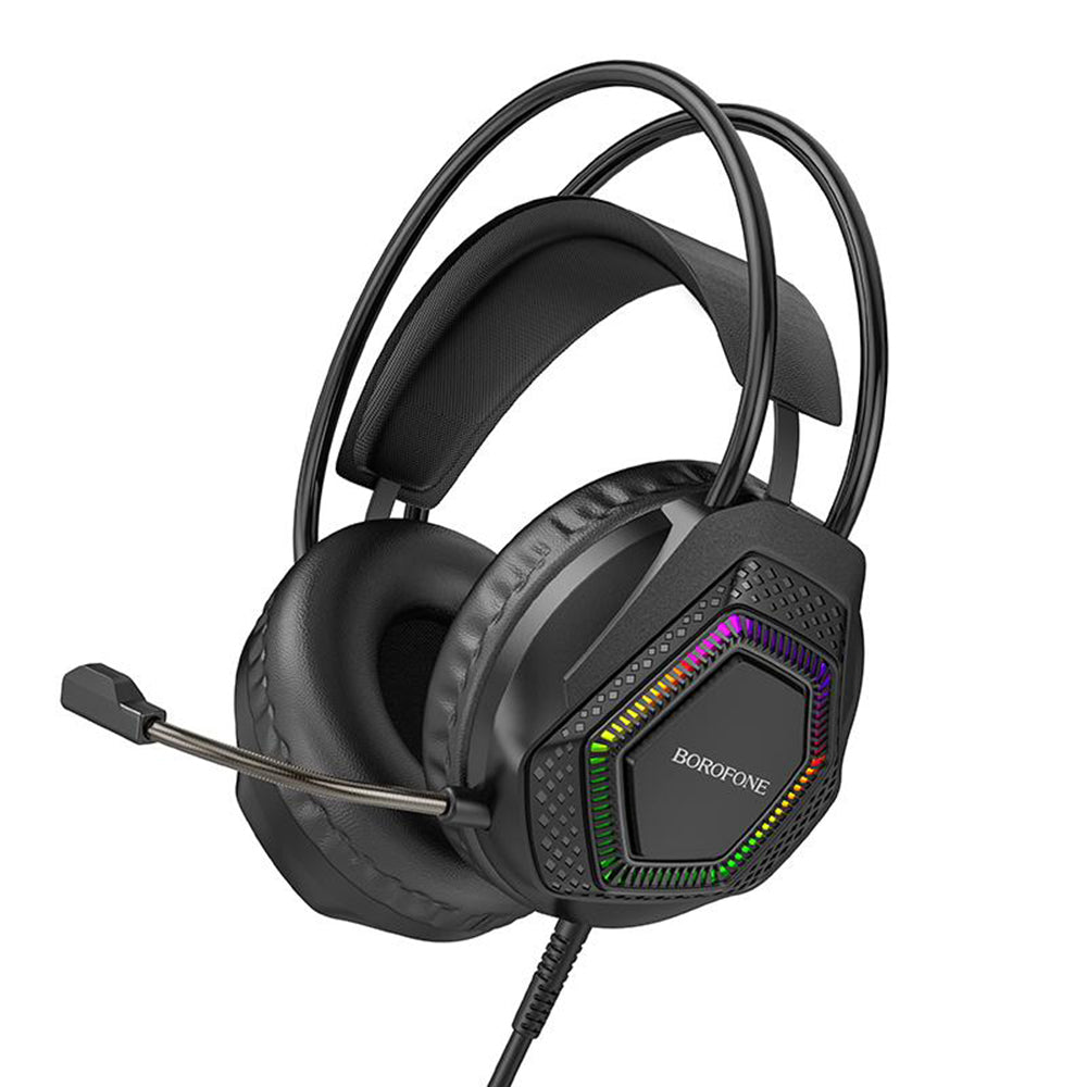 Borofone BO105 Thunder 3,5 mm-es gaming fejhallgató, RGB, 2m, fekete