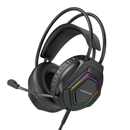 Borofone BO105 Thunder 3,5 mm-es gaming fejhallgató, RGB, 2m, fekete