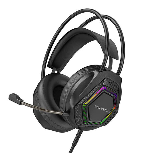 Borofone BO105 Thunder 3,5 mm-es gaming fejhallgató, RGB, 2m, fekete