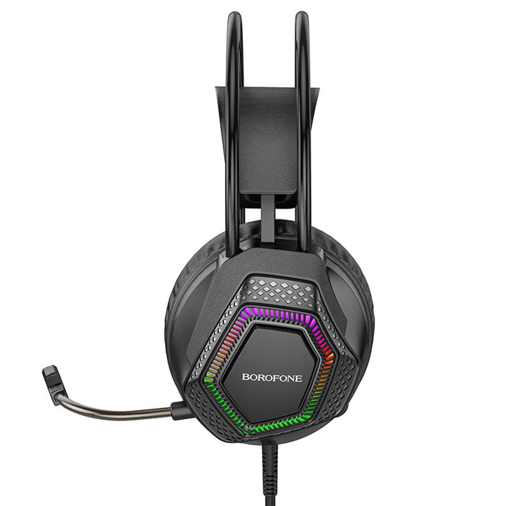 Borofone BO105 Thunder 3,5 mm-es gaming fejhallgató, RGB, 2m, fekete