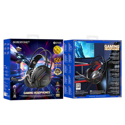 Borofone BO105 Thunder 3,5 mm-es gaming fejhallgató, RGB, 2m, fekete