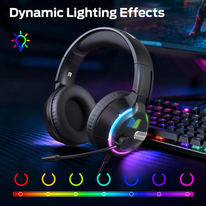3,5 mm-es Monster Mission 320 gamer fejhallgató, RGB, 1,9 m, fekete