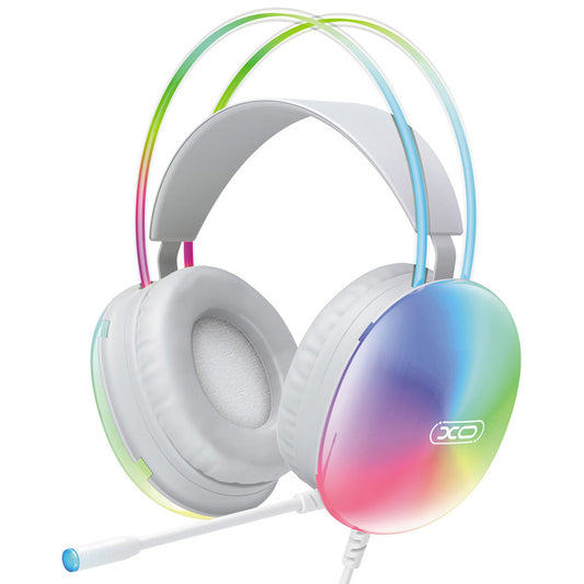 3,5 mm-es XO Design GE11 gamer fejhallgató, RGB, fehér