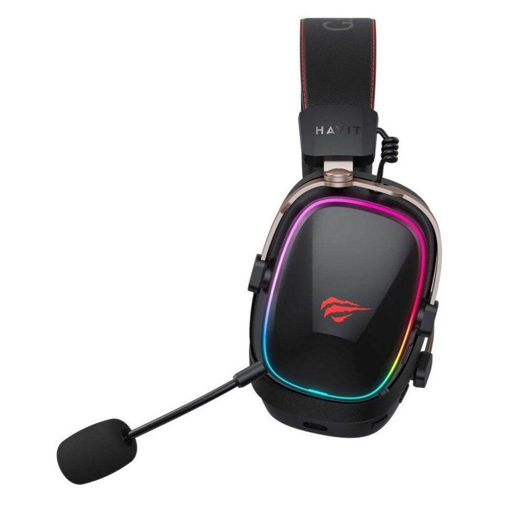 HAVIT H2039BG vezeték nélküli játékfejhallgató, RGB, BT / Wi-Fi / Vezetékes, Fekete Okker