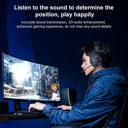 Gaming USB fejhallgató Yesido EK05, RGB, 1.2m, Fekete