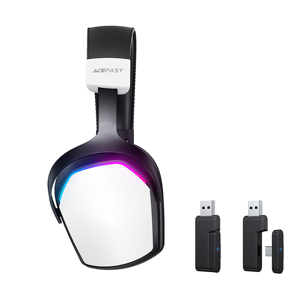Acefast H11 vezeték nélküli gaming fejhallgató, RGB, BT / Wi-Fi / Vezetékes, Fehér