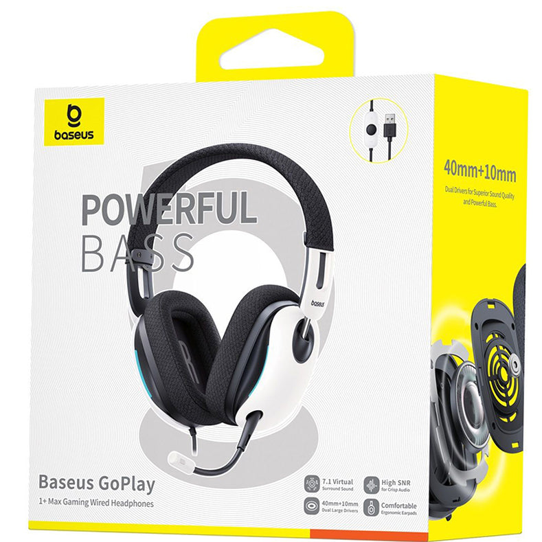 Baseus GoPlay 1+ Max USB-A fehér fejhallgató, A00181003213-00