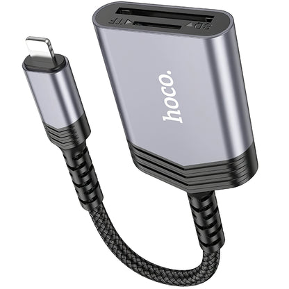 Lightning Kártyaolvasó HOCO UA25, SD - microSD, Szürke