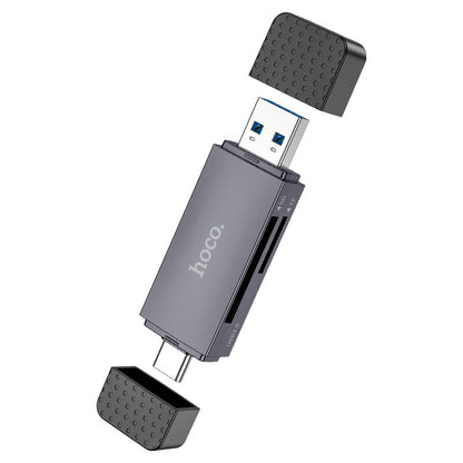 USB 3.0 / USB-C HOCO HB45 kártyaolvasó, SD - microSD, Szürke