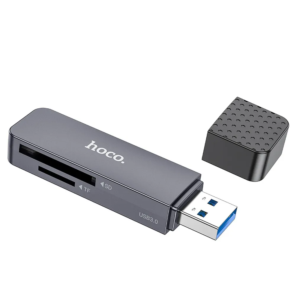 USB 3.0 HOCO HB45 kártyaolvasó, SD - microSD, Szürke