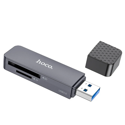 USB 3.0 HOCO HB45 kártyaolvasó, SD - microSD, Szürke
