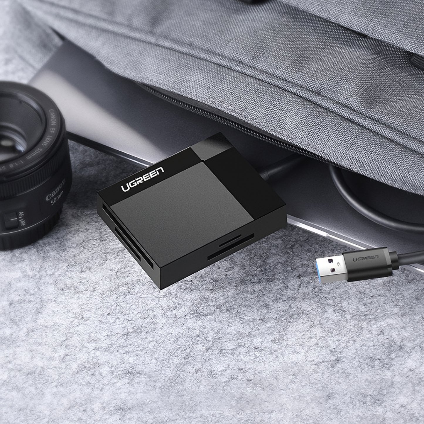 USB 3.0 UGREEN CR125 kártyaolvasó, SD - microSD - CF - MS, Fekete
