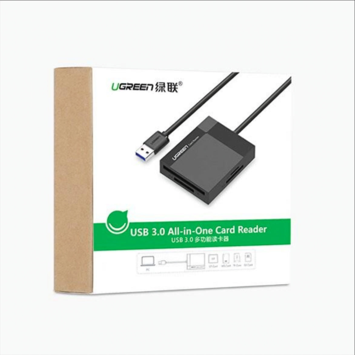 USB 3.0 UGREEN CR125 kártyaolvasó, SD - microSD - CF - MS, Fekete