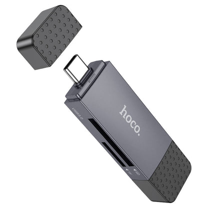 USB 3.0 / USB-C HOCO HB45 kártyaolvasó, SD - microSD, Szürke