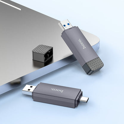USB 3.0 / USB-C HOCO HB45 kártyaolvasó, SD - microSD, Szürke