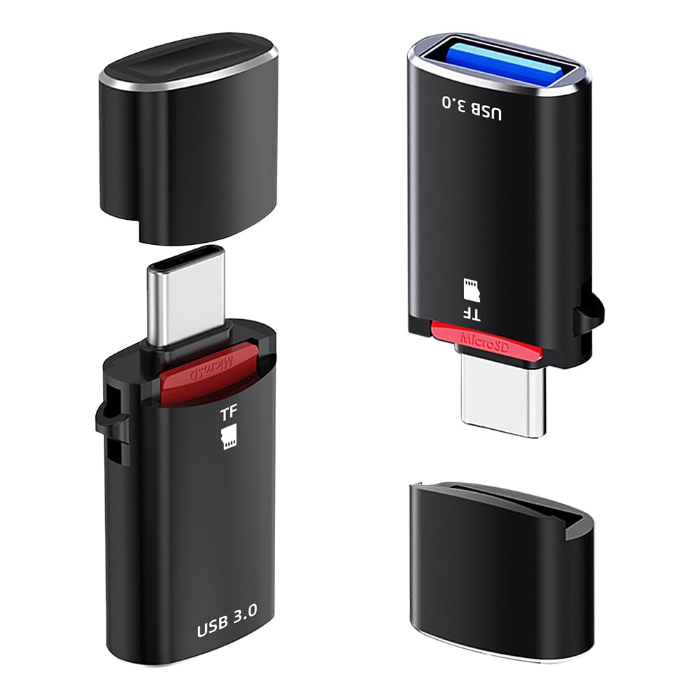 USB-C Techsuit AluVoltX kártyaolvasó, USB-A (OTG) - microSD, Fekete