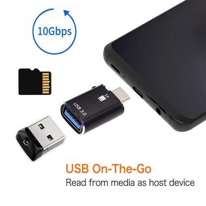 USB-C Techsuit AluVoltX kártyaolvasó, USB-A (OTG) - microSD, Fekete