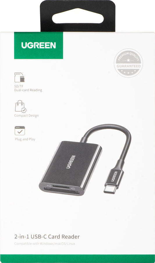 UGREEN CM265 USB-C Kártyaolvasó, SD - microSD, Fekete