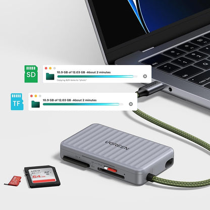 UGREEN 55886 USB-C Kártyaolvasó Szervezővel, 2 x SD - microSD, Szürke