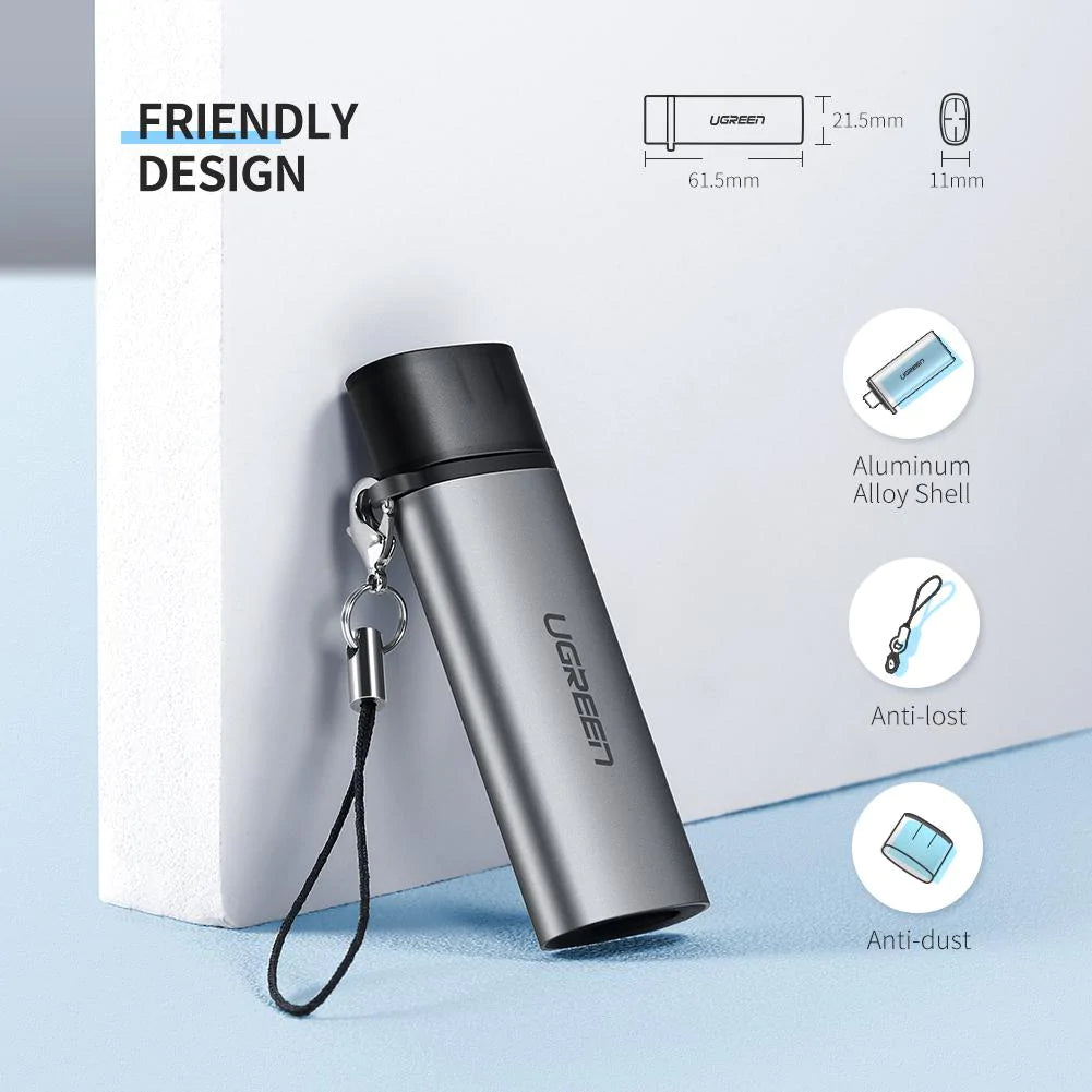 USB-C UGREEN CM184 kártyaolvasó, SD - microSD, Szürke