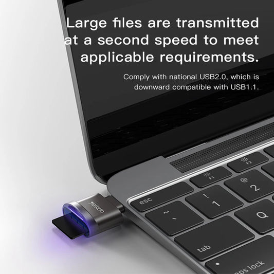 USB-C Yesido GS19 kártyaolvasó, USB-A (OTG) - microSD, Szürke