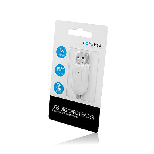 Forever USB / microUSB kártyaolvasó, SD - microSD, Fehér