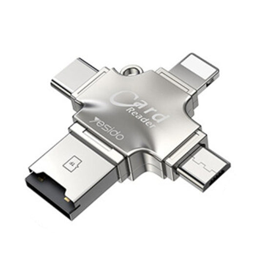 USB / USB-C / Lightning / microUSB kártyaolvasó Yesido GS13, microSD, Ezüst
