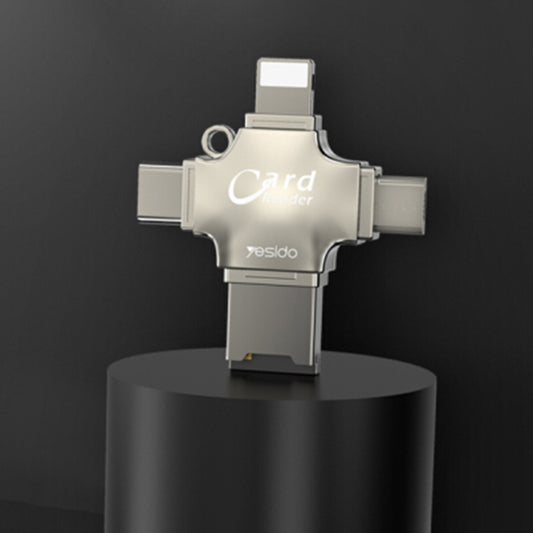 USB / USB-C / Lightning / microUSB kártyaolvasó Yesido GS13, microSD, Ezüst