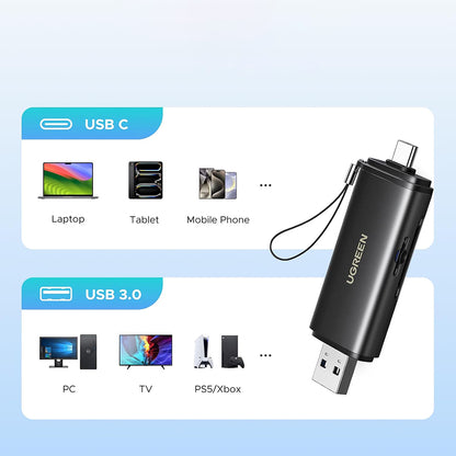 UGREEN CM803 (65024) USB / USB-C Card Reader, SD - microSD, Black