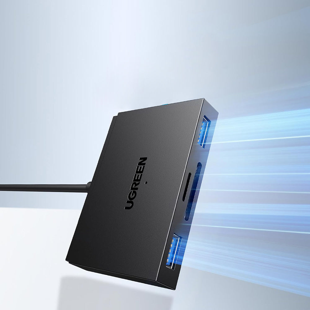 USB / USB-C UGREEN CM812 (45167) kártyaolvasó, SD - microSD - 2 x USB-A, Fekete