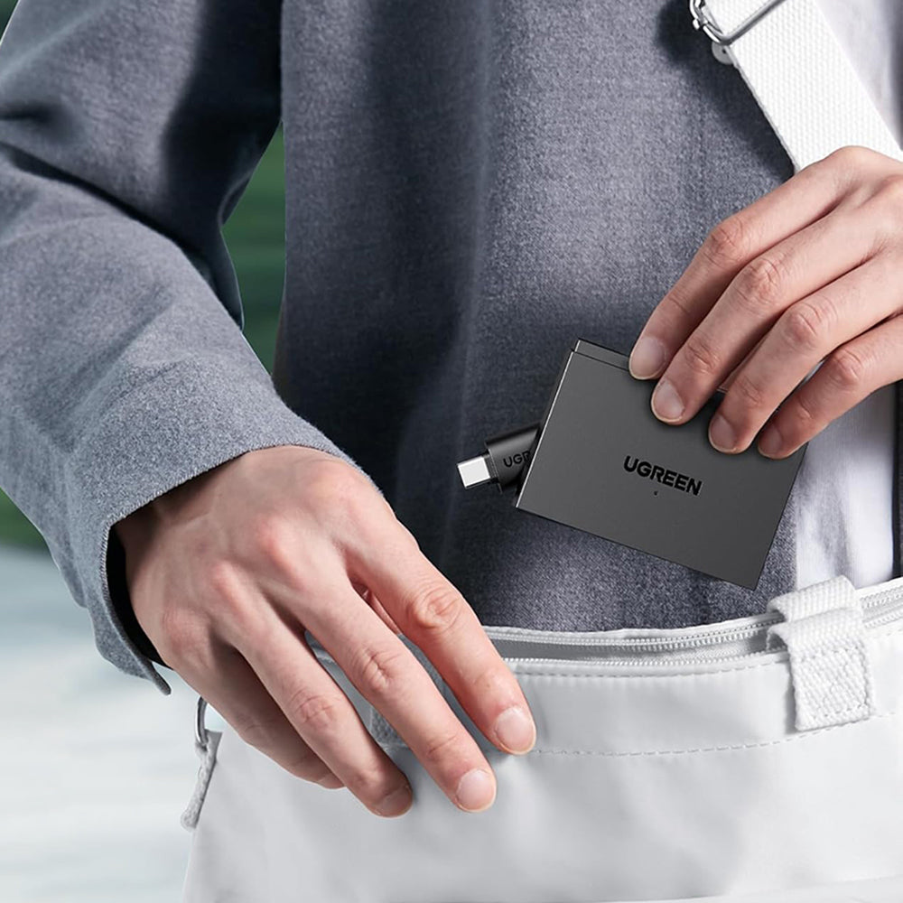USB / USB-C UGREEN CM812 (45167) kártyaolvasó, SD - microSD - 2 x USB-A, Fekete