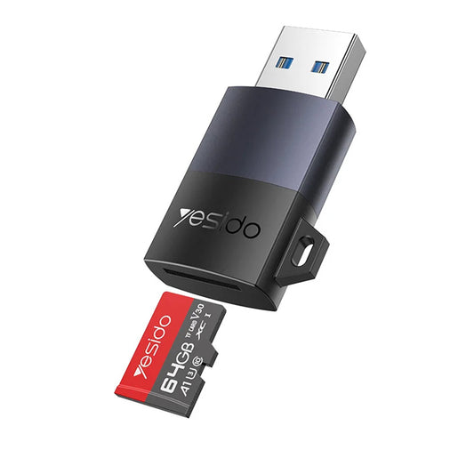 USB kártyaolvasó Yesido GS36, microSD, Fekete