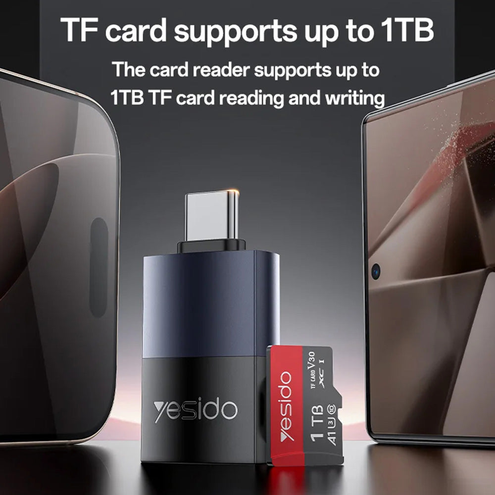 USB-C kártyaolvasó Yesido GS37, microSD, Fekete