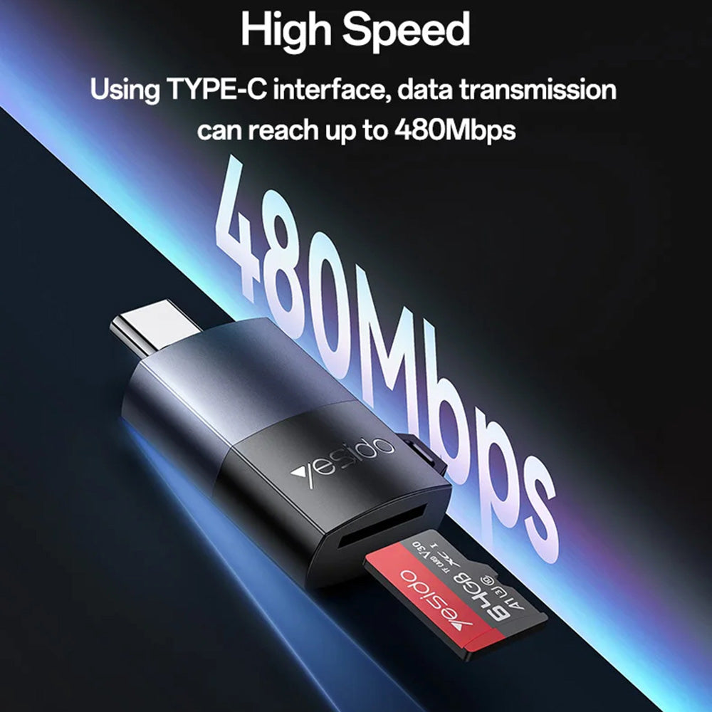USB-C kártyaolvasó Yesido GS37, microSD, Fekete
