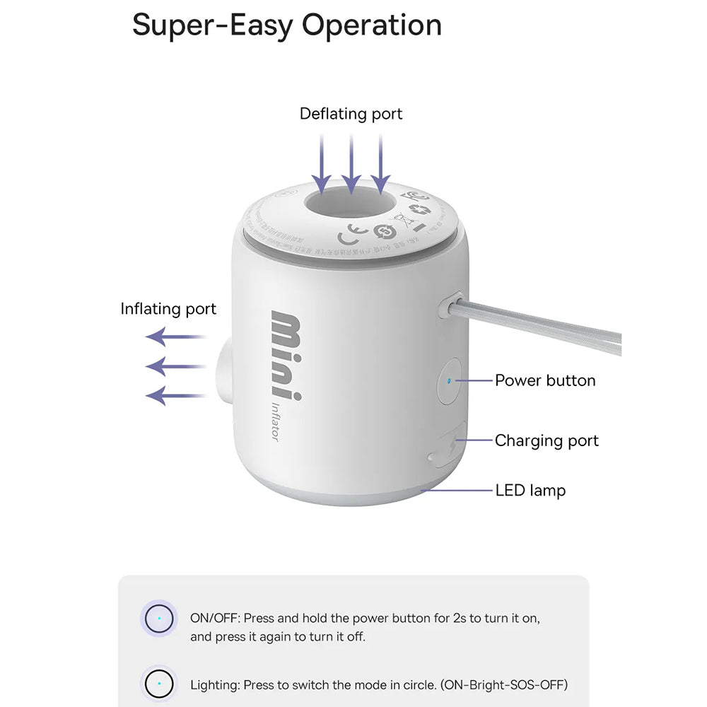 Baseus PocketGo pumpa felfújható matracokhoz, Fehér C11157700221-00