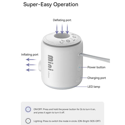 Baseus PocketGo pumpa felfújható matracokhoz, Fehér C11157700221-00