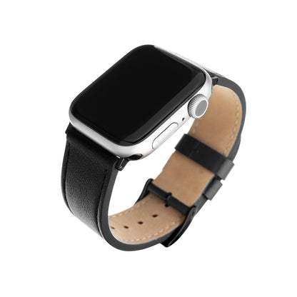 Fixed Leather szíj az Apple Watch 42mm / 41mm / 40mm / 38mm sorozathoz, Fekete