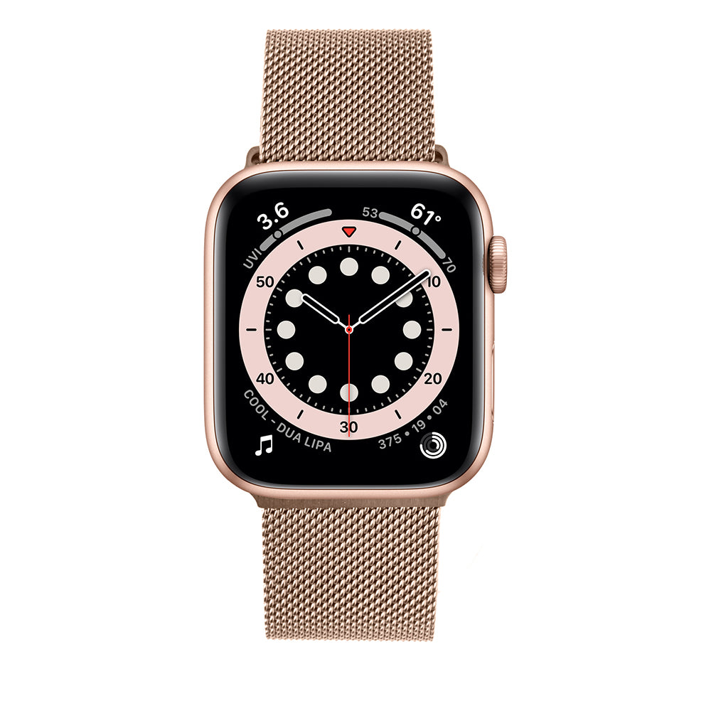 Fixed Mesh szíj az Apple Watch 42mm / 41mm / 40mm / 38mm sorozathoz, Arany Rózsaszín