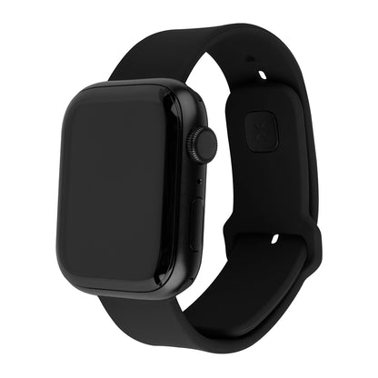 Fixed Silicone Sporty szíj Apple Watch 42mm / 41mm / 40mm / 38mm sorozathoz, Fekete