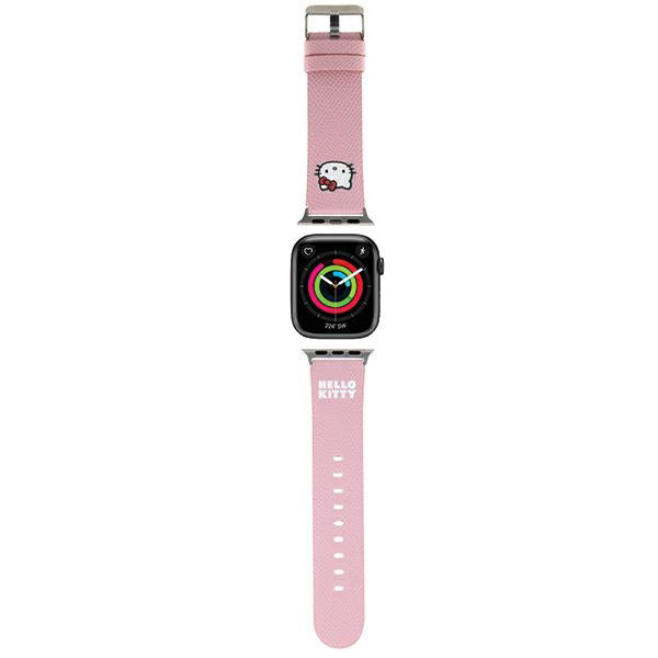 Hello Kitty Leather Kitty Head szíj Apple Watch 42mm / 41mm / 40mm / 38mm sorozathoz, Rózsaszín