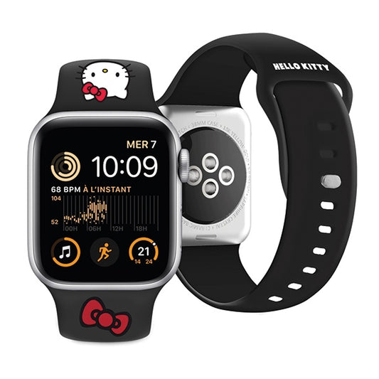 Hello Kitty szilikon Kitty Head szíj Apple Watch 42mm / 41mm / 40mm / 38mm sorozathoz, Fekete
