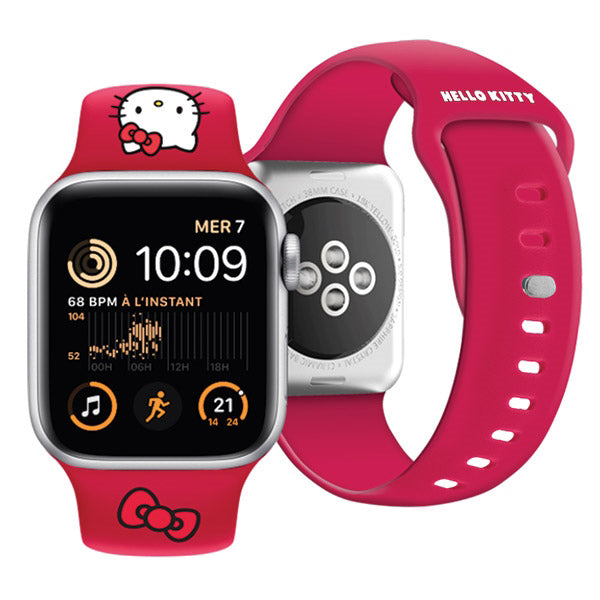 Hello Kitty szilikon Kitty Head szíj Apple Watch 42mm / 41mm / 40mm / 38mm sorozathoz, Rózsaszín