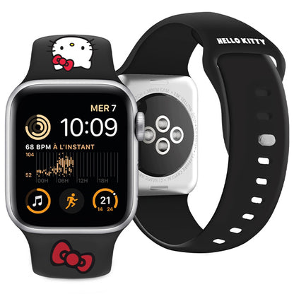 Hello Kitty szilikon Kitty Head szíj Apple Watch 49mm / 46mm / 45mm / 44mm / 42mm sorozathoz, Fekete