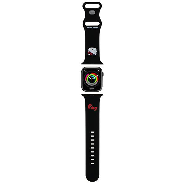 Hello Kitty szilikon Kitty Head szíj Apple Watch 49mm / 46mm / 45mm / 44mm / 42mm sorozathoz, Fekete