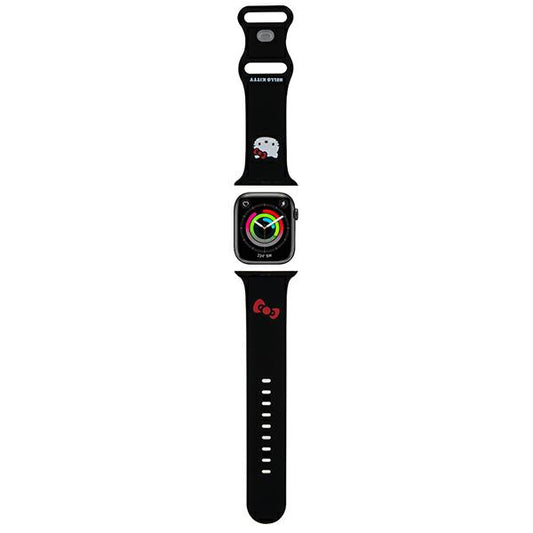 Hello Kitty szilikon Kitty Head szíj Apple Watch 49mm / 46mm / 45mm / 44mm / 42mm sorozathoz, Fekete