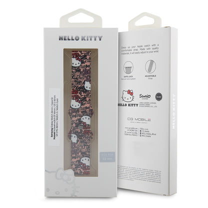 Hello Kitty Szilikon Graffiti Címkék szíj Samsung Galaxy Watch / Huawei Watch 46mm / 45mm / 41mm sorozathoz, Rózsaszín